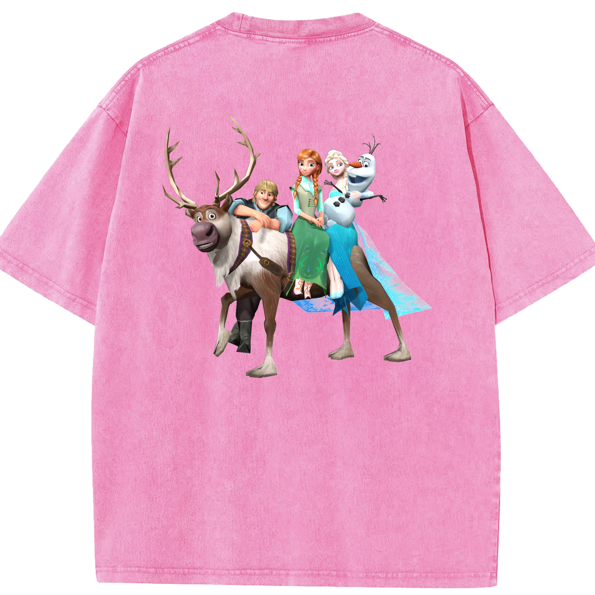 （画像用） アナと雪の女王 アンナ エルサ Frozen Anna Elsa 綿100% ヴィンテージ風 半袖Tシャツ（背面プリント）